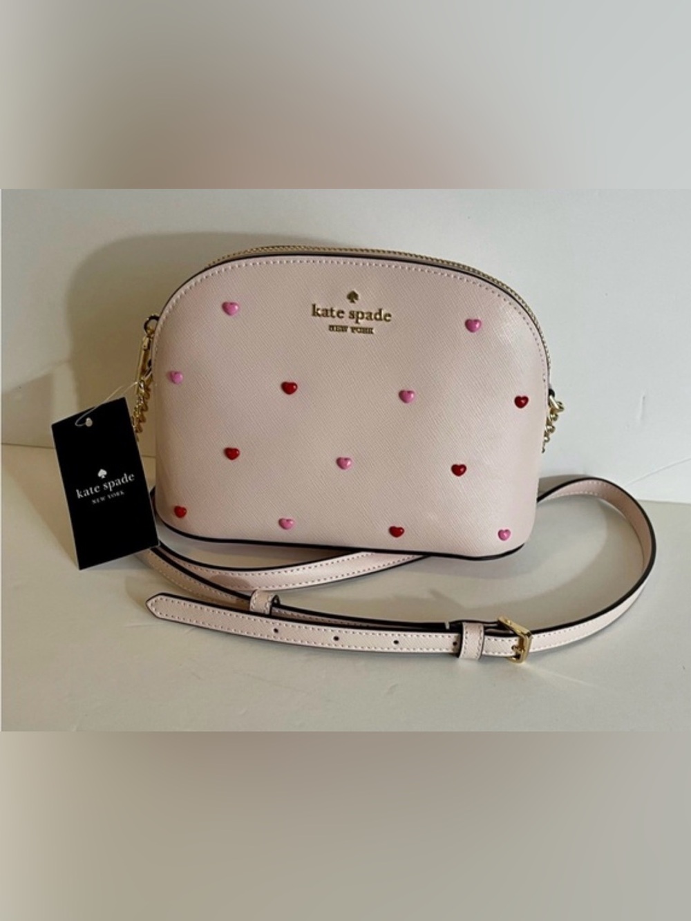 kate spade Blush Pink Heart Studded Crossbody Bag